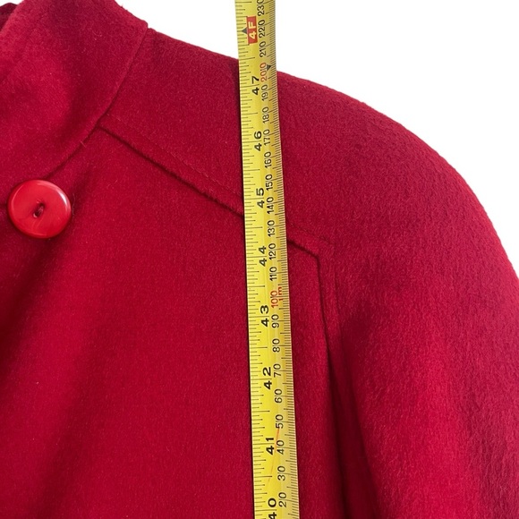 Vintage Alorna Wool Coat – Bold Red Double-Breasted Mid-Length Made in USA large - Picture 11 of 14